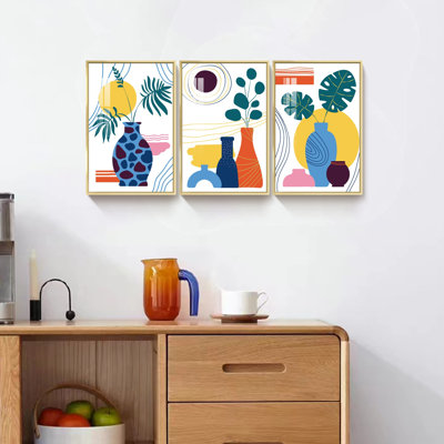 Boho, reproduction d'art encadrée sur toile 3 pièces