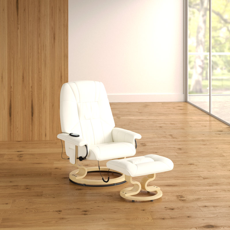 Hannah 79cm Wide Swivel Ergonomic Recliner with Massager, Cream
