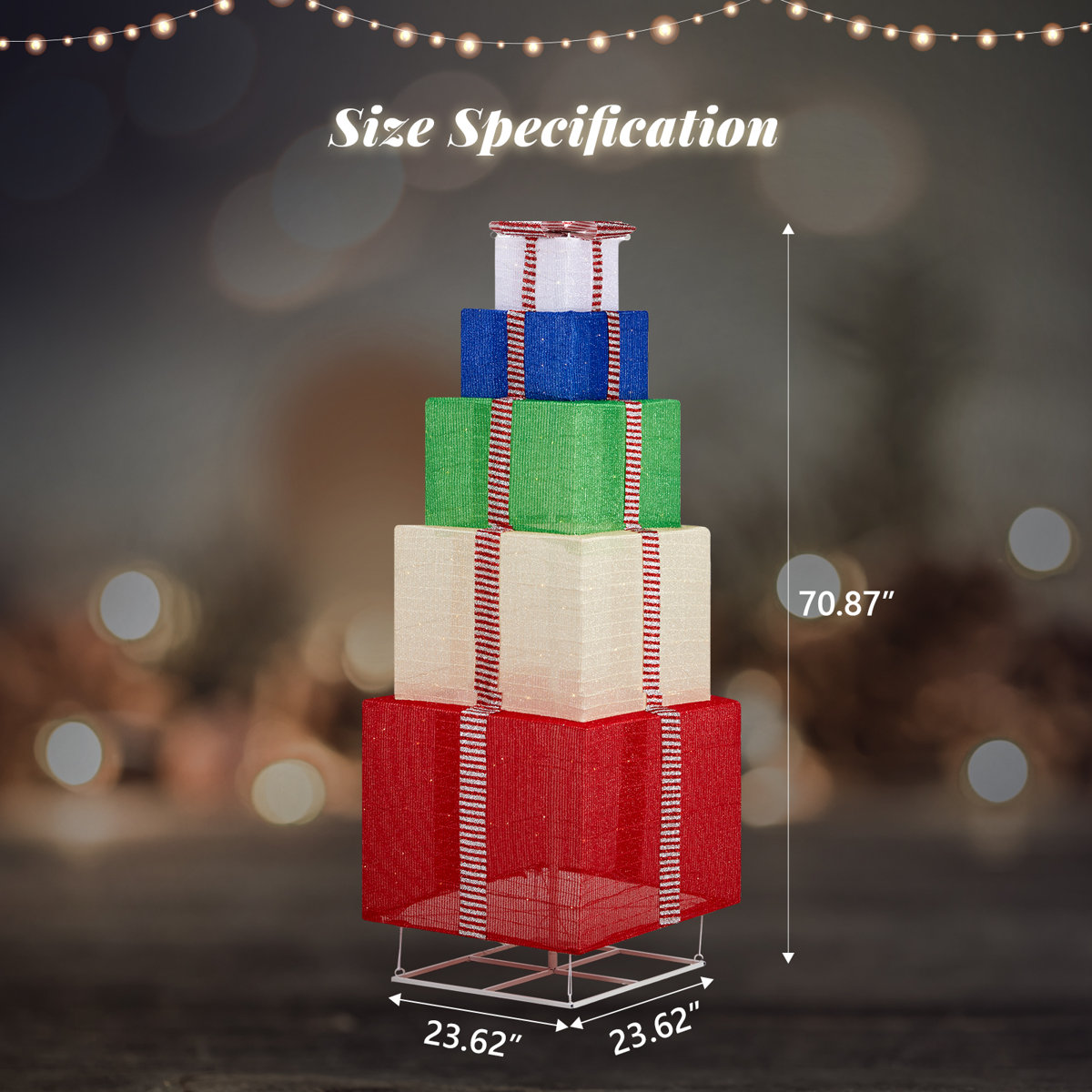 Nested Gift Box Tower The Holiday Aisle® 6ft Lighted Gift Box Tower Christmas Decoration ...