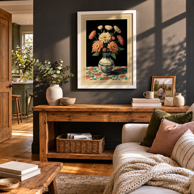 Chrysanthemum Arrangement Botanical - Framed Print