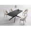 Table de salle à manger rectangulaire en bois manufacturé et solide avec pieds en métal 69,4 po l 69,4 po-1211595208