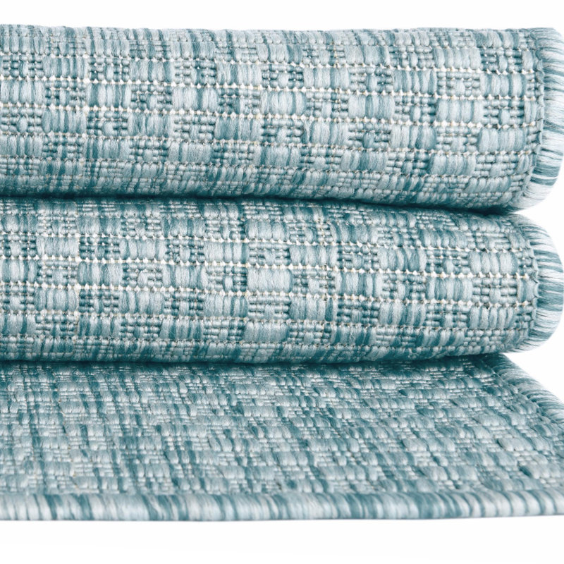 Avaughn Indoor/Outdoor Area Rug, Round 13', Aqua 