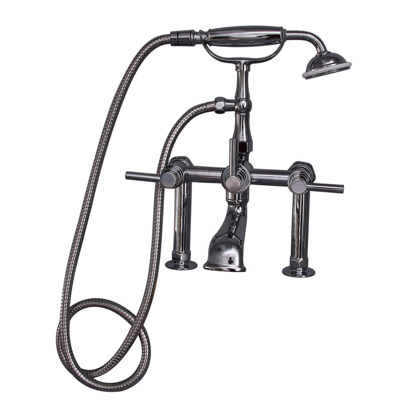 3 Handle Clawfoot Tub Faucet with Diverter, Polished Chrome
