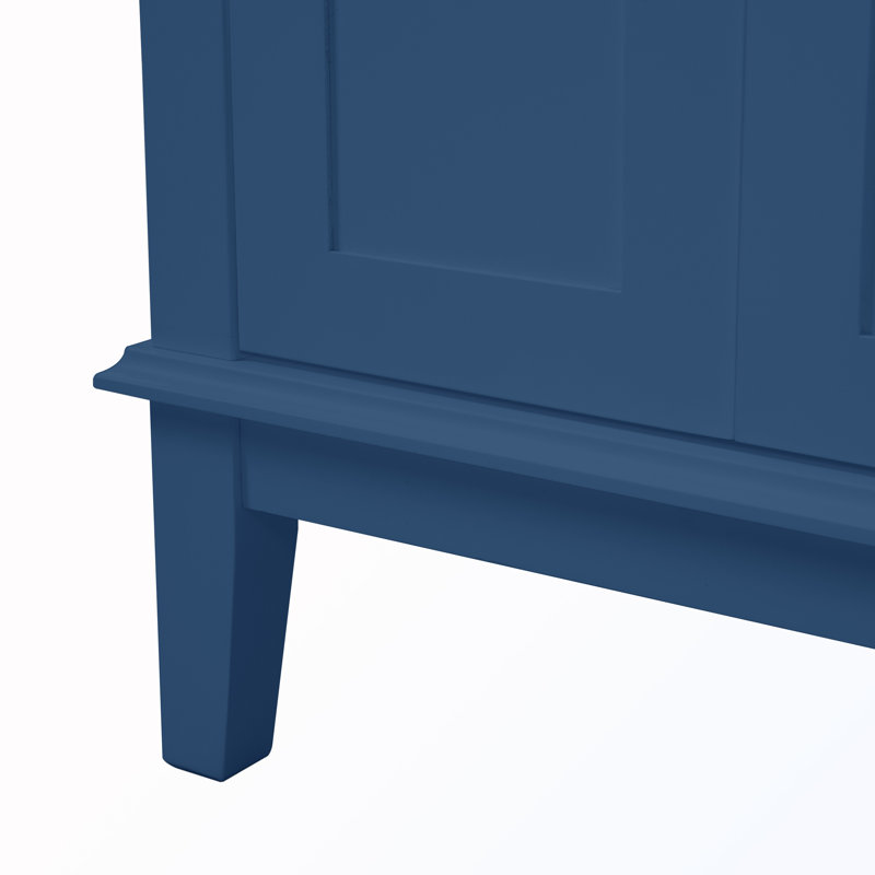 Bathroom Vanity with Ceramic Sink, Double Soft-Close Doors and Deep Drawer, Blue