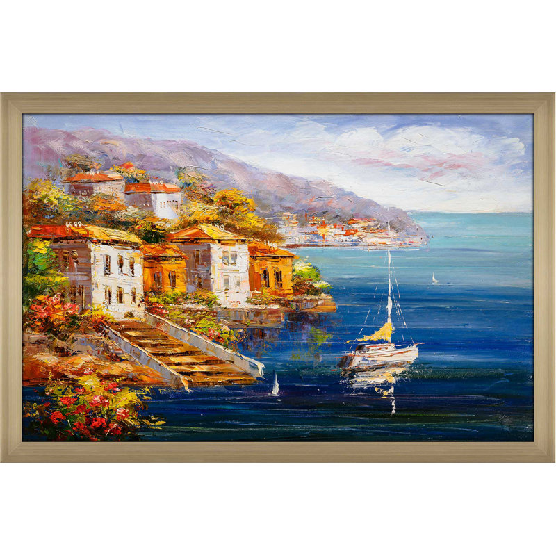 «Colorful Sea», reproduction encadrée, H 21,5 po x l 27,5 po x P 0,75 po, Encadrement champagne