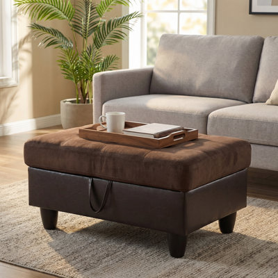 Canapé modulaire en microfibre, repose-pieds avec rangement 33,5 po x 22 po x 17 po pour les meubles d'appartement / maison / salon / média / bureau (brun, repose-pieds)