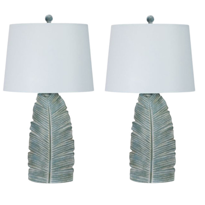 Lampe de table en résine Refton, Bleu décontracté, H 26 po x l 14 po x P 14 po