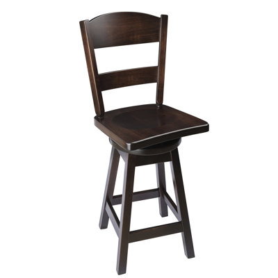 Caine Swivel Solid Wood Counter Stool