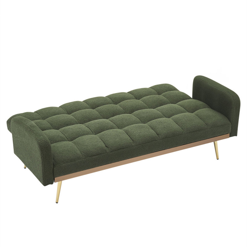 Canapé-lit ajustable en molleton doux de 69 pouces, canapé multifonctionnel vert pour petits espaces de salon