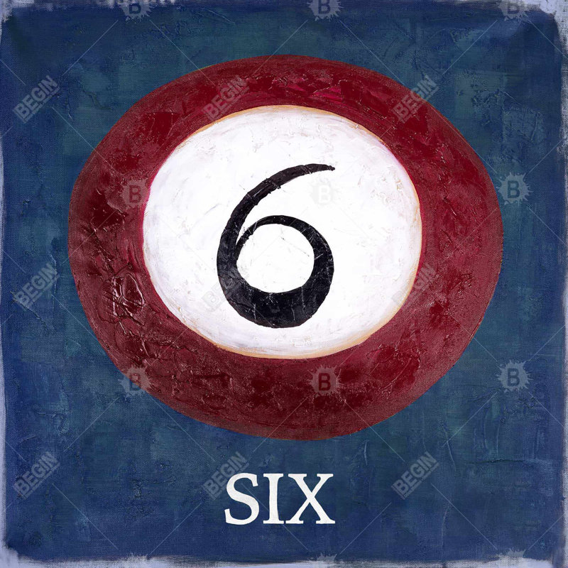 Toile bleue, boule de billard no. 6 | Décoration intérieure | Art sportif