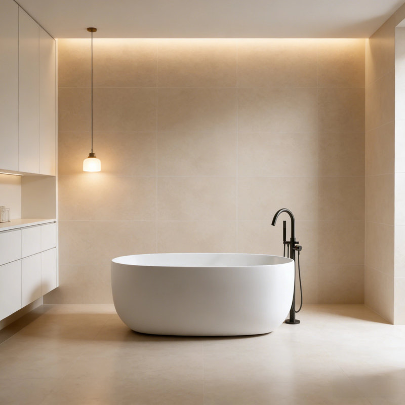 47" Freestanding Soaking Bathtub Matte White Solid Stone Resin Freestanding Tub Modern Oval Non-Porous Deep Soaking Bathtub with Overflow & Pop-Up Drain