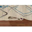 Tapis oriental rayé marocain ivoire en laine 4 x 7
