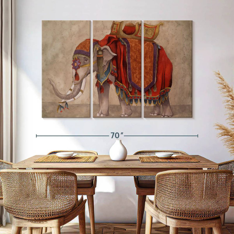 Brampt Ceremonial Elephants I, 42" H x 65" W