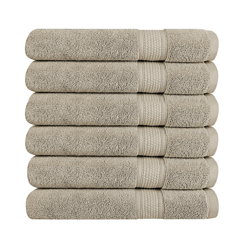 Navjoot - Ensemble de 6 serviettes de toilette de qualité supérieure ultra-absorbantes à séchage rapide Soft, Taupe Plaza