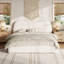 Grand lit plateforme tapissier avec lattes de bois, blanc