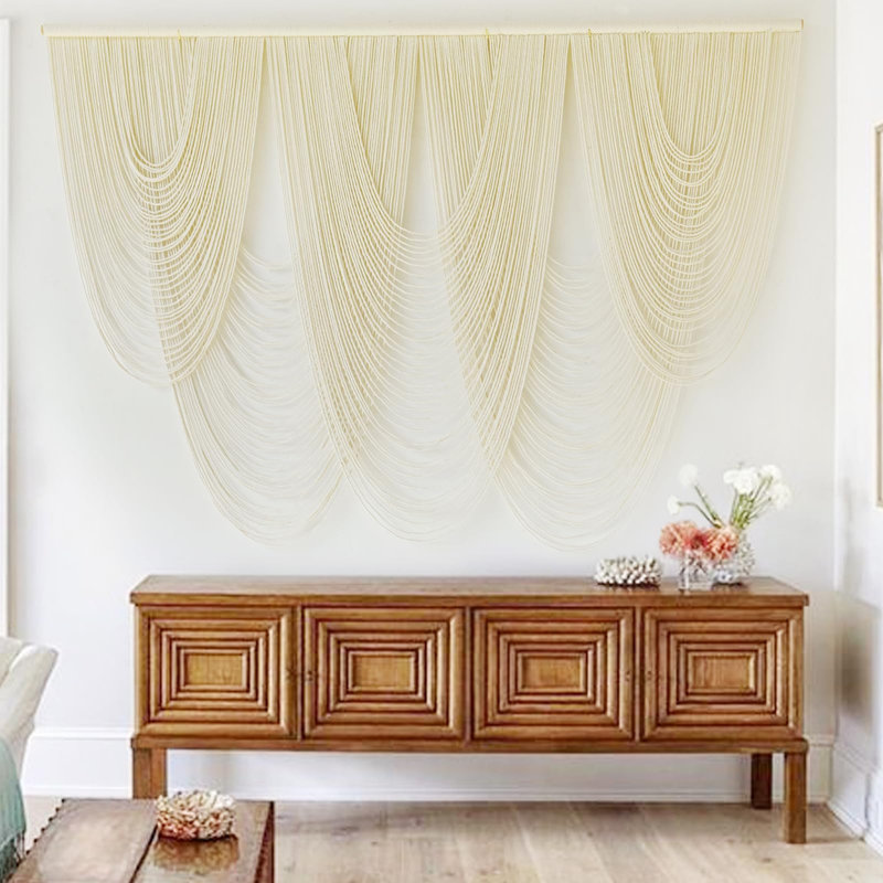 Tapisserie murale en macramé, fibres brunes teintes par immersion, style bohème, 145 cm de large x 104 cm de long