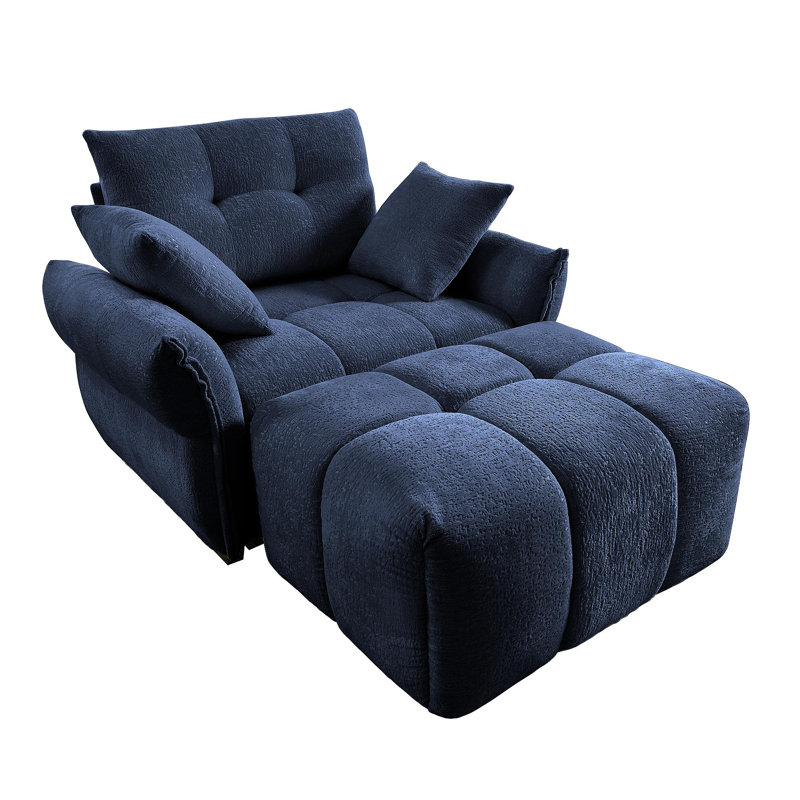 Canapé ergonomique à une place avec repose-pieds, coussins de soutien à haute résilience, méridienne moderne facile à assembler pour le salon, le bureau et le bureau