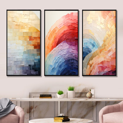 Minimalism Colours In Harmony - Rainbow Canvas Art Print Set Of 3