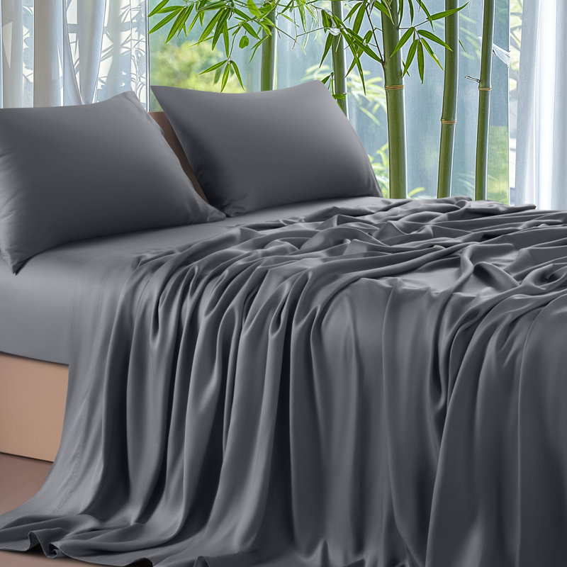 Bamboo Sheet Set, CaliKing Sheet Case Pack with 3 Additional Pieces, Dark Gray