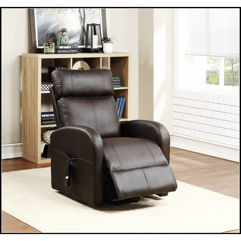 Ricardo Brown Synthetic Leather Power Motion Recliner With Lift And Recline, Ultimate Comfort And Convenience For Any Living Space