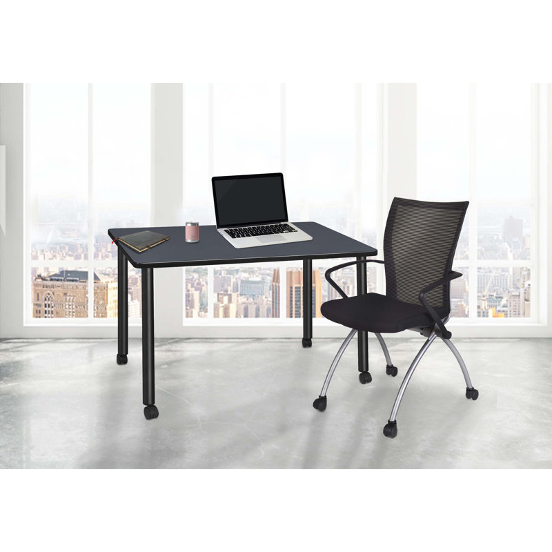 Bureau mobile Regency Kee, H 29 po x l 48 po x P 24 po, Gris / noir