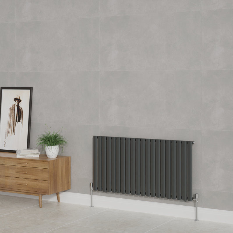 Shirly Horizontal Oval Panel Radiators, 60cm H x 118cm W, 1, Anthracite