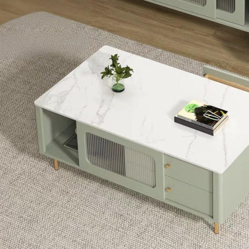 Solid Wood Coffee Table with Sintered Stone Top