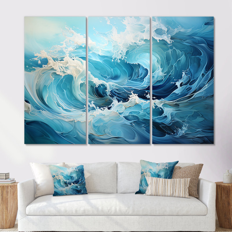 «Oceanic Rhapsody - Abstract Impressionism», ensemble d'art mural, Toile tendue, H 40 po x l 60 po x P 1 po