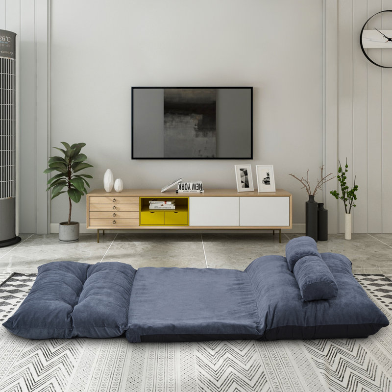 Fauteuil futon simple à dossier large de 43 po Theresa, Polyester gris
