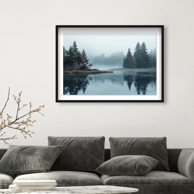 Morning Lake II Framed Graphic Art, 31.5" H x 46.5" W, Black Shadowbox