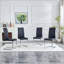 Chaise de salle à manger rembourrée en polyuréthane noir avec pieds chromés - ensemble de 4-129030314-129030316-129030318