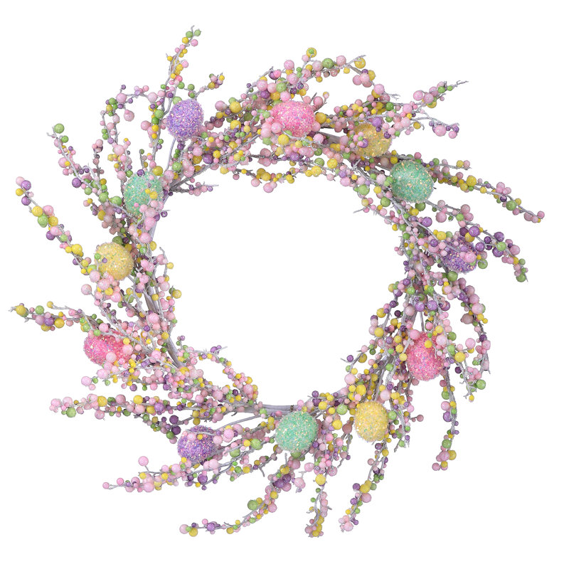 Couronne 26 po avec baies et œufs scintillants iridescents