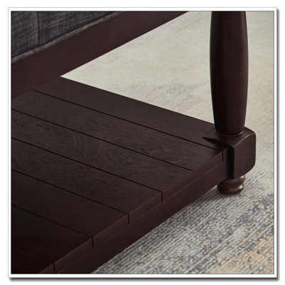 Upholstered Tufted Linen Ottoman Coffee Table