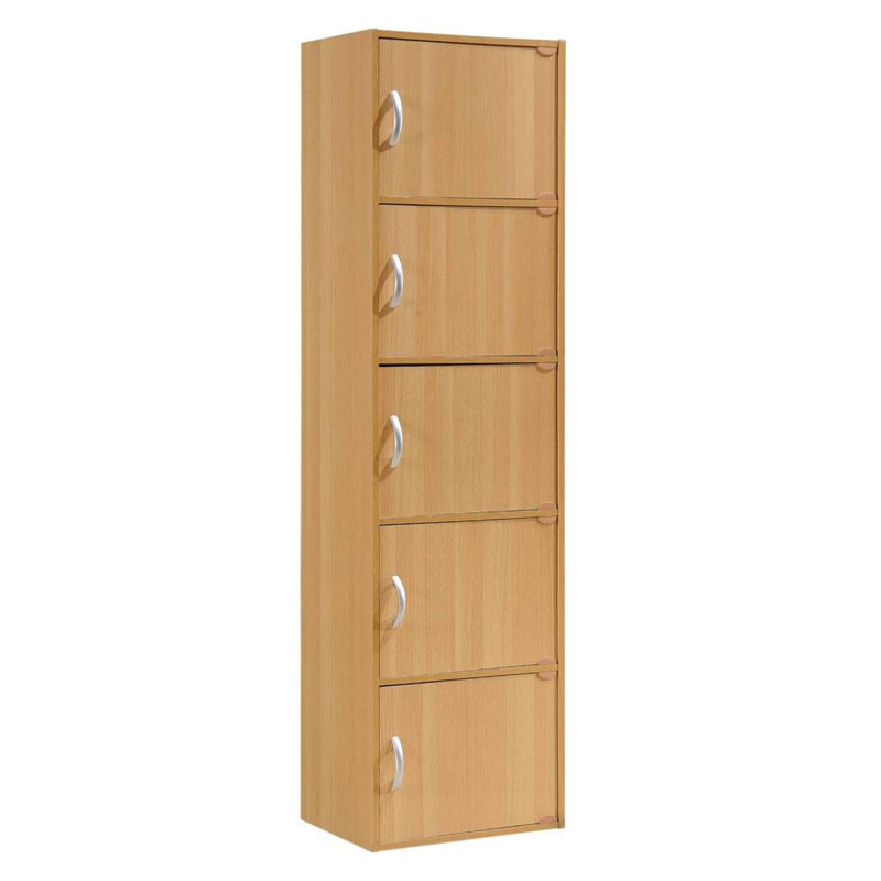 15.9'' Wide 5 - Shelf Storage Cabinet, Light Brown