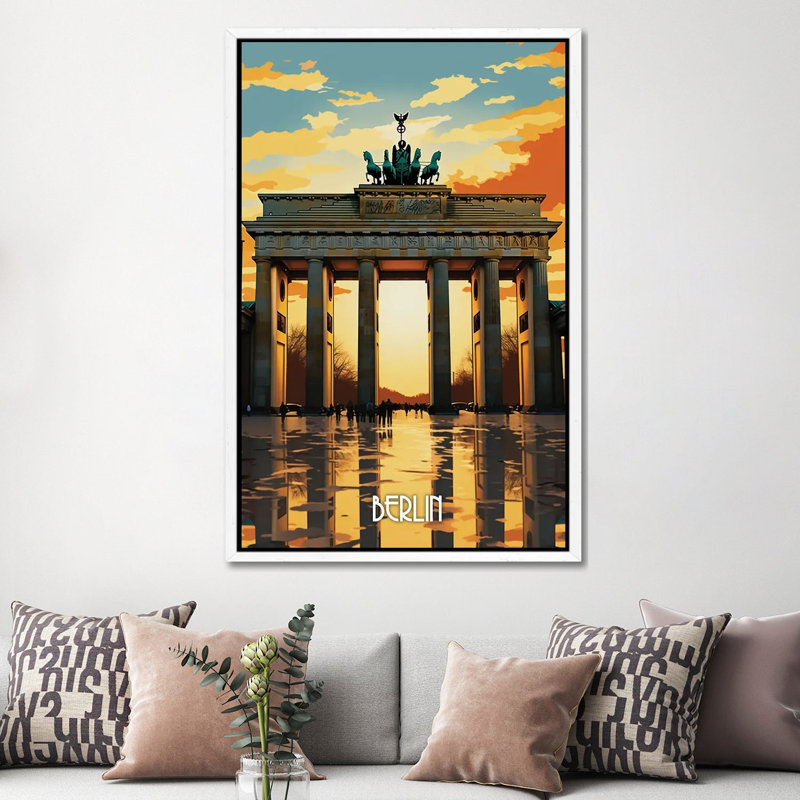 Berlin City Art II 1 Piece Wall Art on Canvas, 152.5 cm H x 101.5 cm W, White Floater Framed