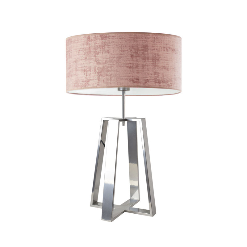 Alawna Metal Table Lamp, Silver, Silver, Pink/White