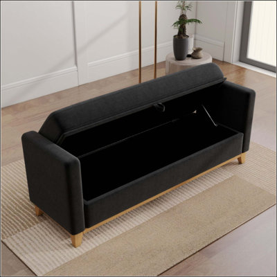 Banc de rangement en sherpa de 66 pouces avec pieds en bois massif et 2 traversins, banc de bout de lit multifonctionnel pour chambre à coucher, salon, entrée