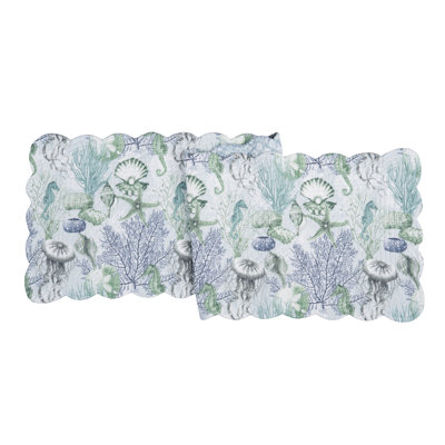 Shoreline Waters Cotton Rectangle Table Runner