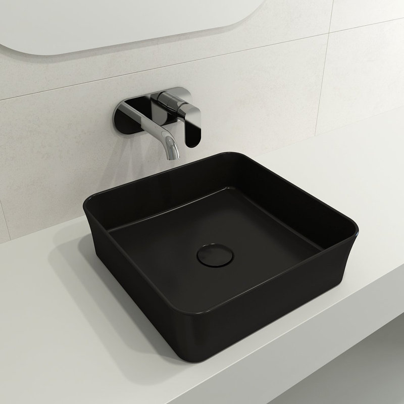 Bocchi Sottile Slim Line 385mm L x 385mm W Ceramic Square Sink, Matte Black