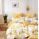 Ensemble d'édredon réversible en coton standard jaune 