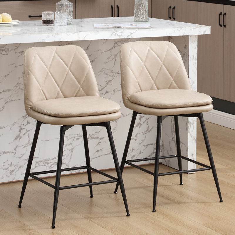 Tabouret pivotant Sheresa, Tabouret de comptoir (siège d'une hauteur de 25,, Crème