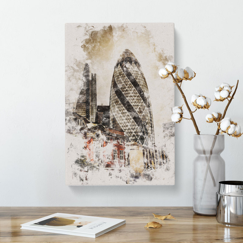 The Gherkin in London - Wrapped Canvas, 91cm H x 60cm W x 3cm D