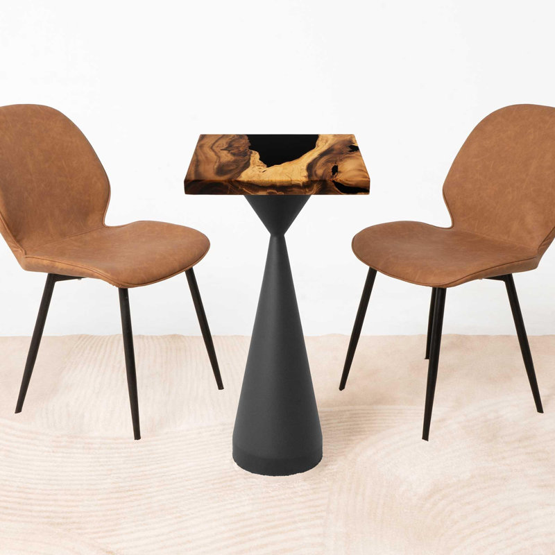Table d'appoint carrée en bois époxy de 15 po de diamètre , H 28 po x L 15 po x l 15 po