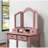 Rose Gold Wood Vanity, Thickly Upholstered Stool And Plenty Of Makeup Storage Wooden Vanity By , With Mirror, Tray-393909177
