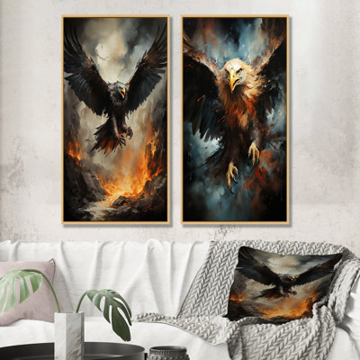 Native Thunderbird Soar Eagle - Animals Bird Wall Art Prints Set Of 2