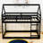 Twin Over Twin Wood Bunk Bed With Ladder, Guardrails And Roof Shaped Design-963207940