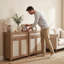 Buffet en rotin, armoire de rangement Farmhouse avec tablette réglable, armoire de cuisine Boho avec tiroir pour la salle à manger, la cuisine, le vestibule, le salon, le bois