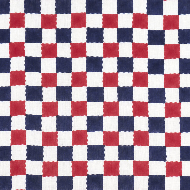 Tissu à carreaux Molly Mahon, Rouge / Bleu marine