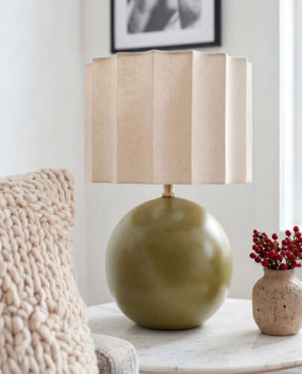 Laroche Ceramic Table Lamp, Olive
