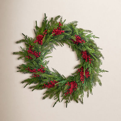 24" Natural Touch With Berry Wreath